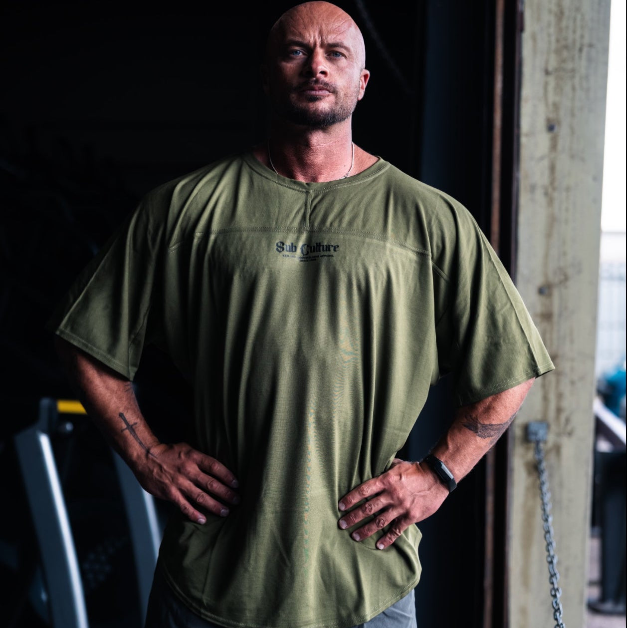 "Sub Culture " Training Rag Top - Military Green (Black ink)