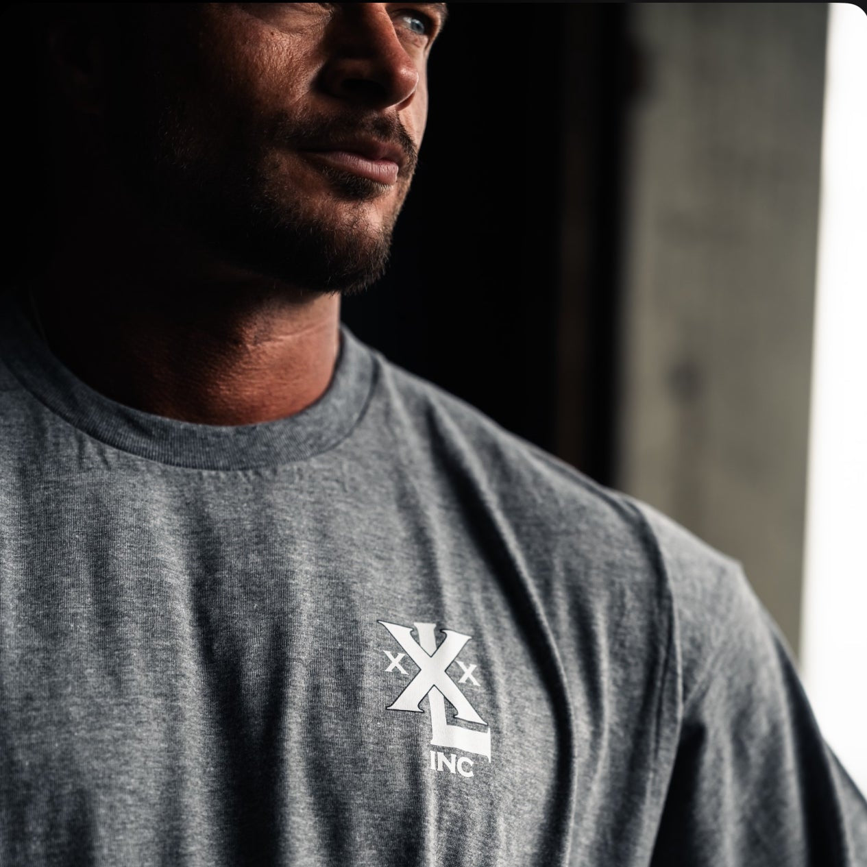 "Stacked XXXL Logo" Oversized Base T   - Ash Cloud
