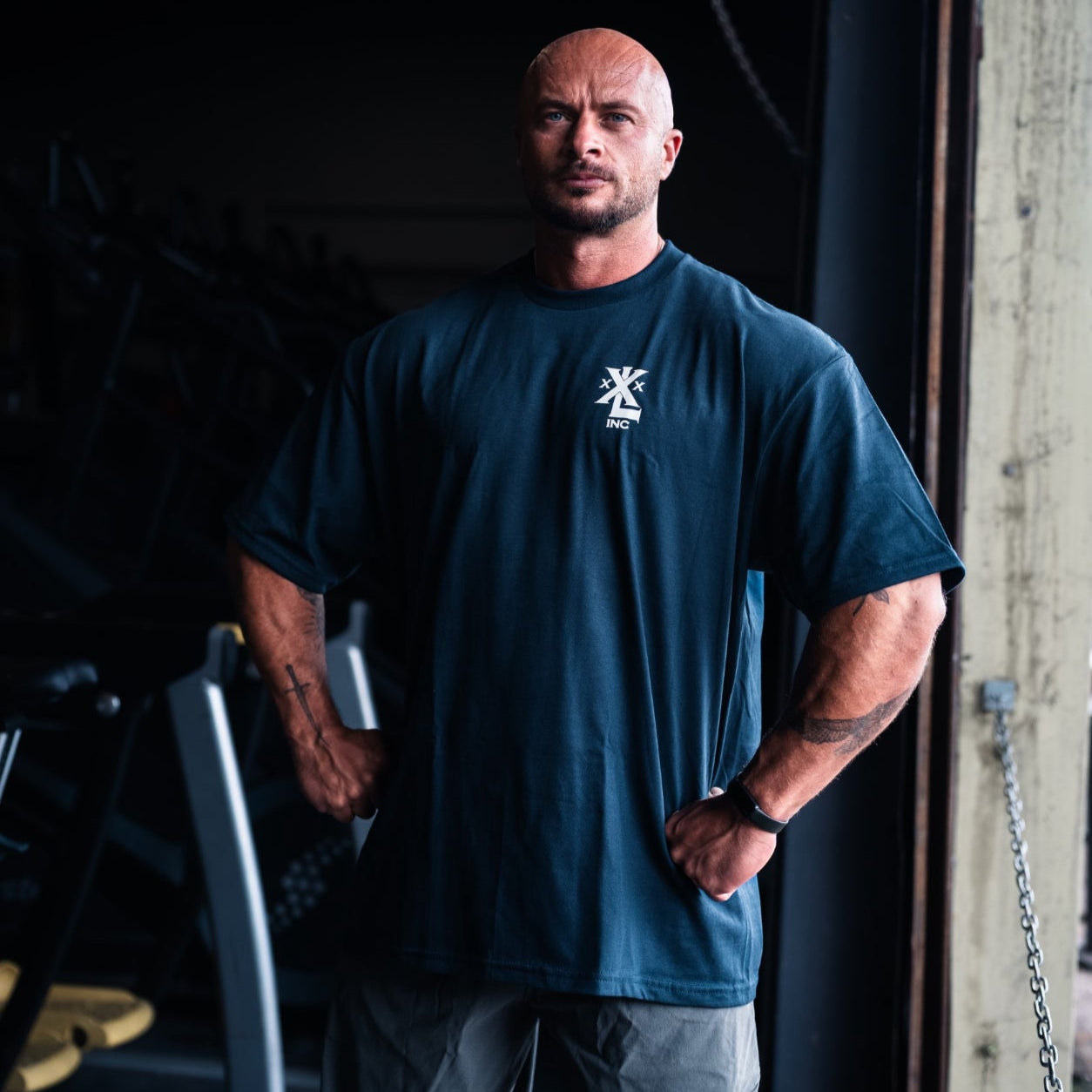 "Stacked XXXL Logo" Oversized Base T   - Navy
