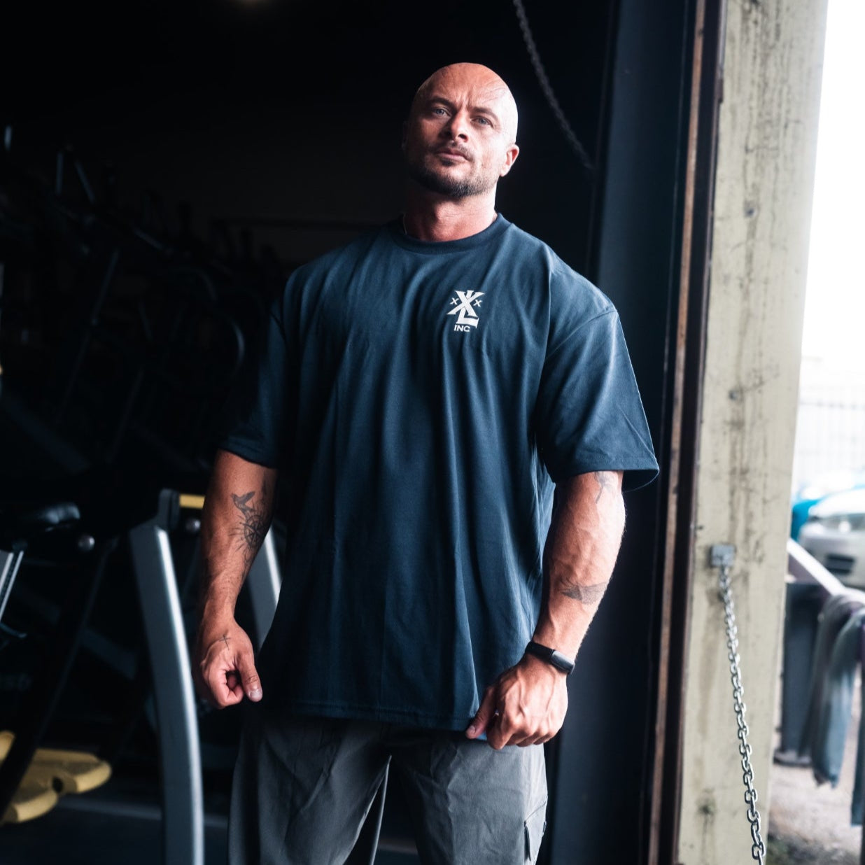 "Stacked XXXL Logo" Oversized Base T   - Navy