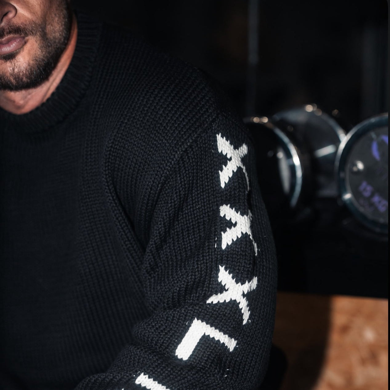"XXXL INC Knit Logo" Chunky Knit Sweater - Basalt Black