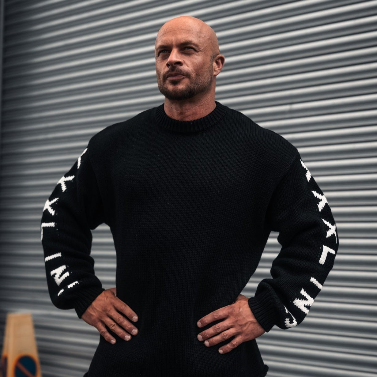 "XXXL INC Knit Logo" Chunky Knit Sweater - Basalt Black