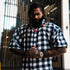 "Be Legendary" Oversized Muscle Shirt -Navy Plaid