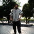 "Be Legendary" Oversized Muscle Shirt -Black Plaid