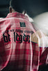 "Be Legendary" Oversized Muscle Shirt - Pink Plaid