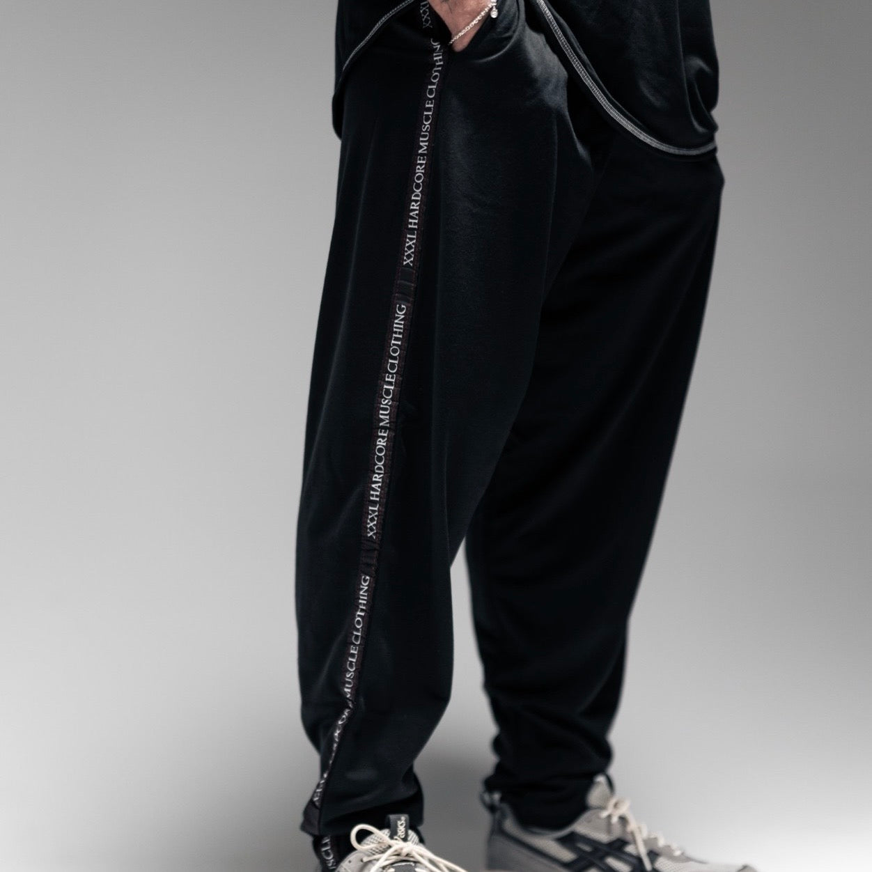 Full Cut Taped Trackie Pants - Graphite Black