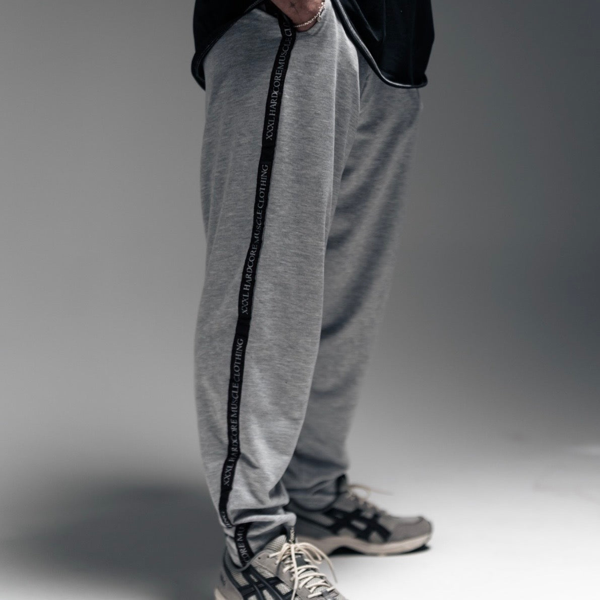 Full Cut Taped Trackie Pants - Ash Grey