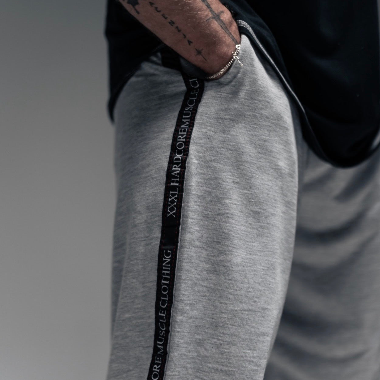 Full Cut Taped Trackie Pants - Ash Grey
