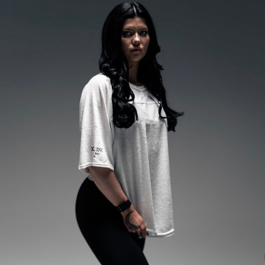 " Body Builder " Oversized Super Soft Rag Top - Snow