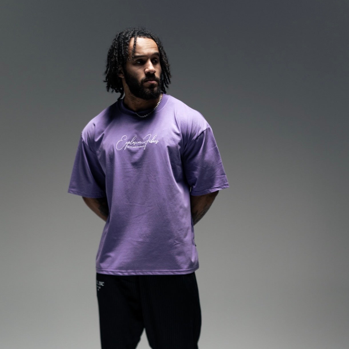 " Since The Dawn of Time" Embroidered Box Cut T - Purple