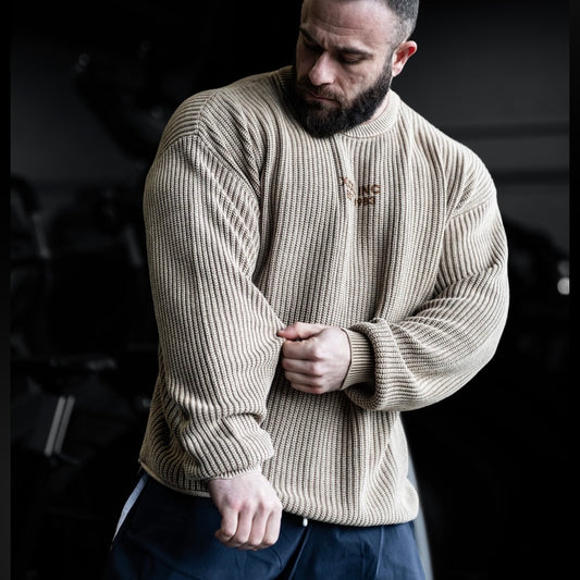 "Profile Logo" Stonewash Knit Sweater - Sahara