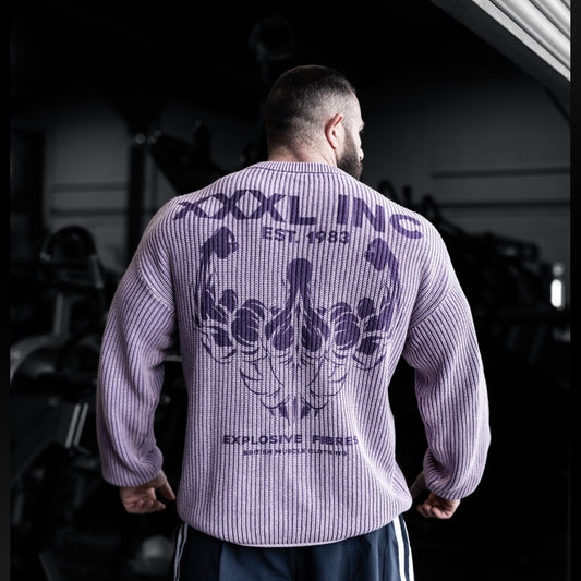 "Profile Logo" Stonewash Knit Sweater - Magenta