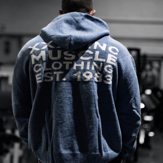 "Ultra Knit Logo" Soft Knit Pouch Hoodie - Powder Blue