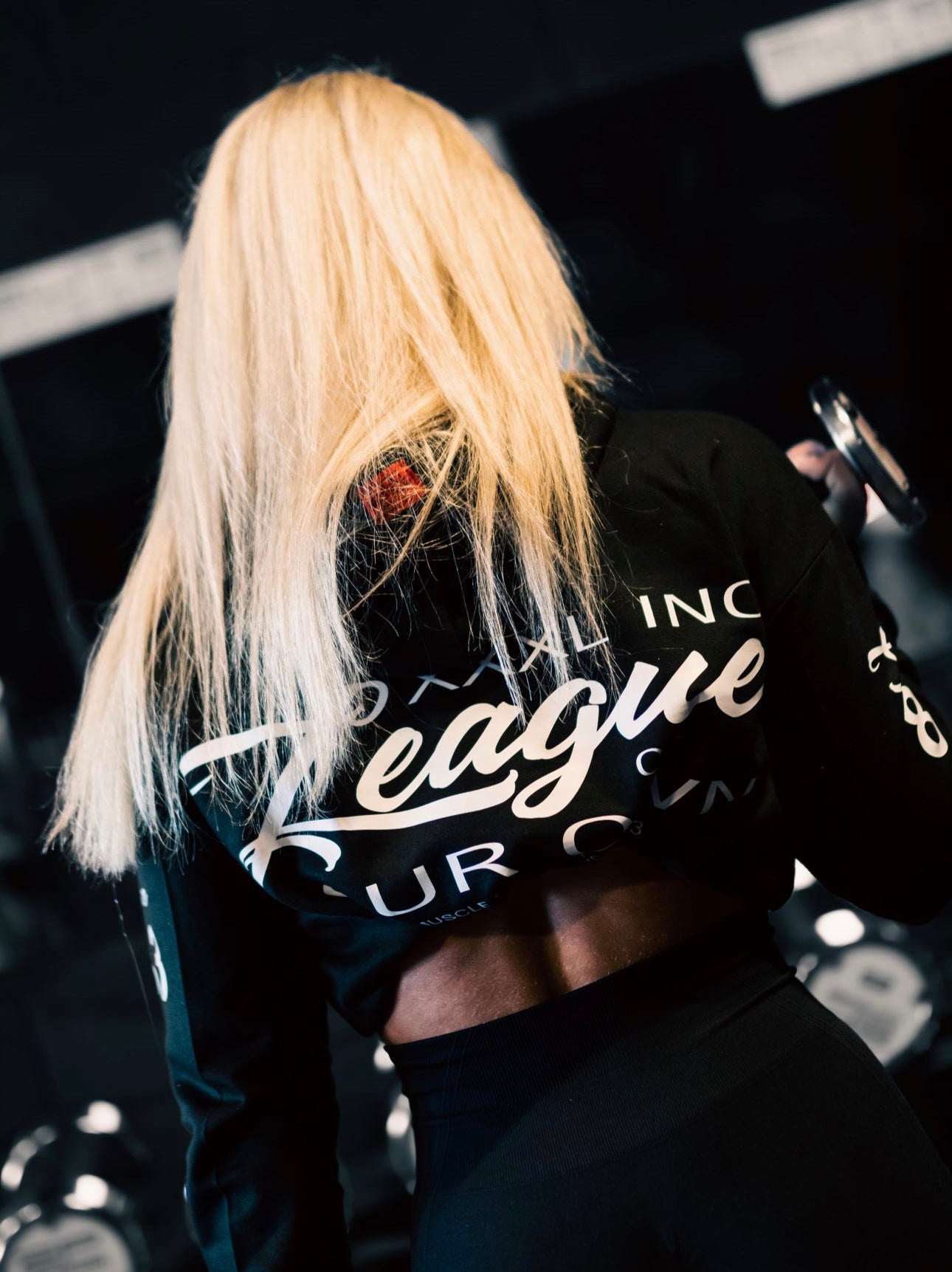 ”League Of Our Own” Ladies Hooded Crop Sweat - Black