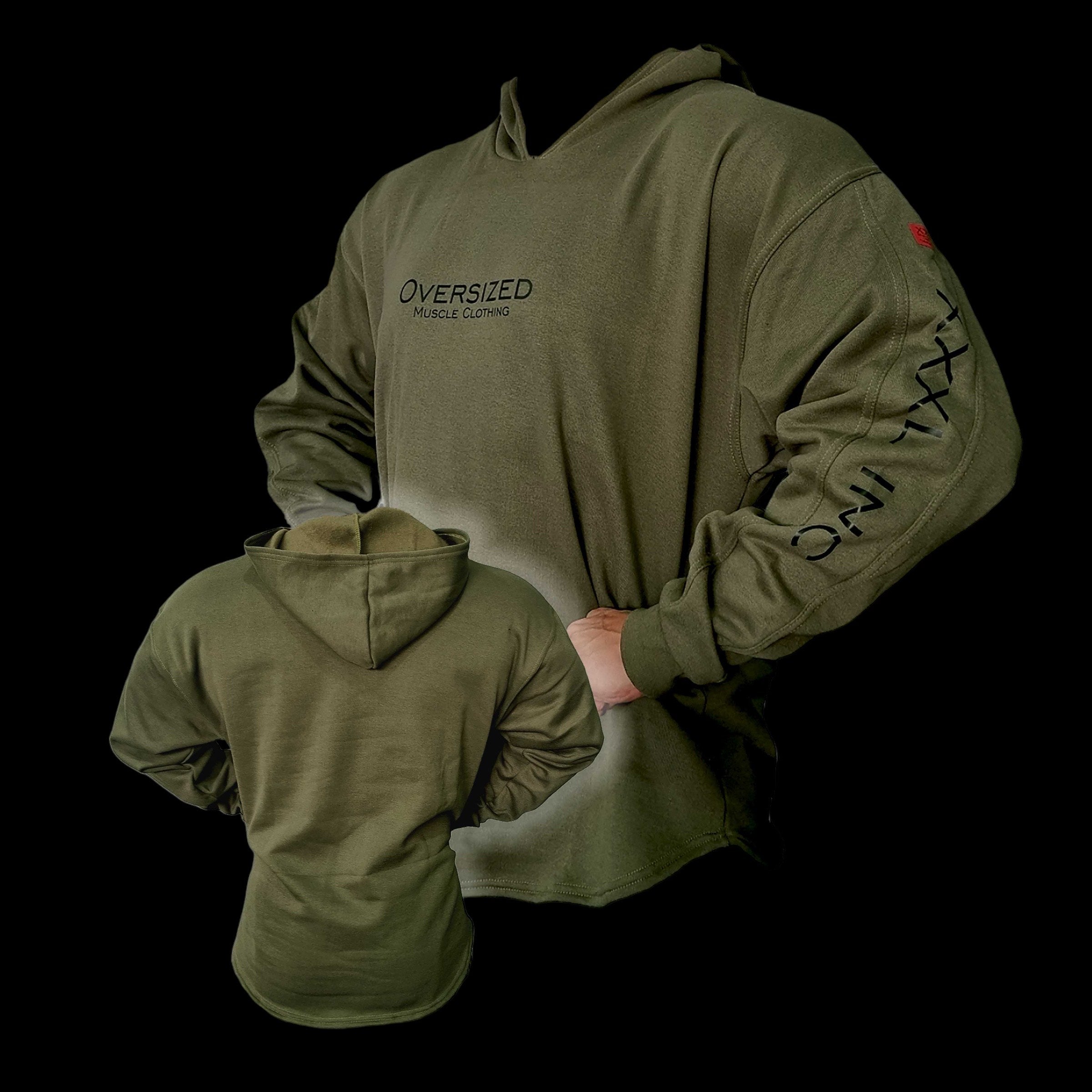 "Oversized" Pump-cover Sweat Hoodie - Olive