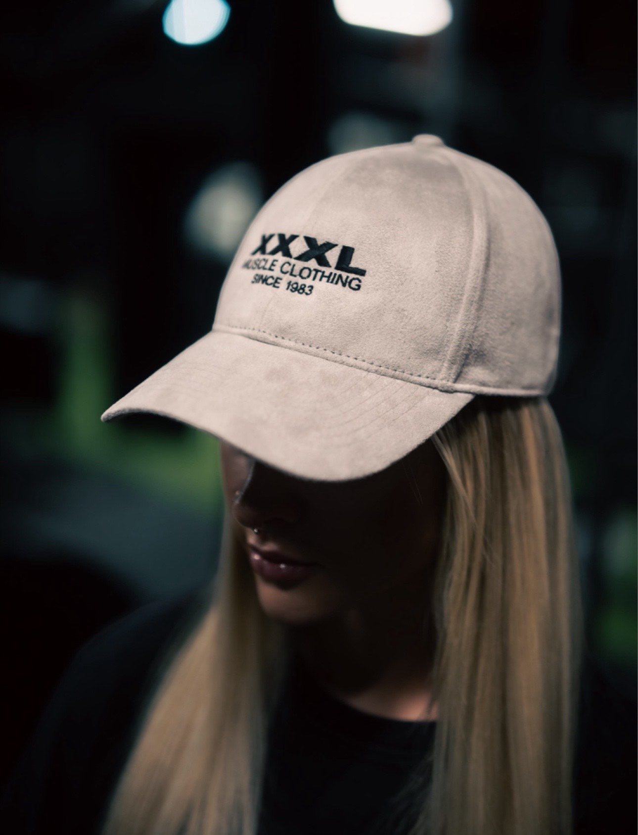 "Classic XXXL Embroidered Logo" Sueded Baseball Cap - Soft grey