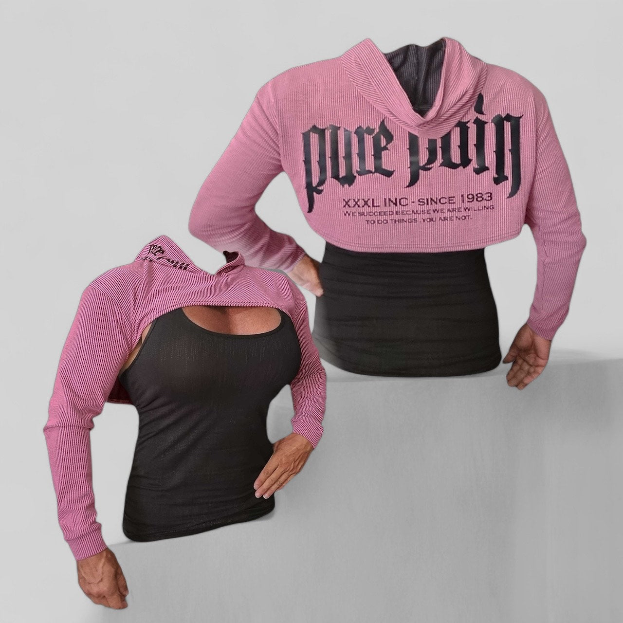 "Pure Pain" Ladies  Bolero Shrug Hood - Neon Pink