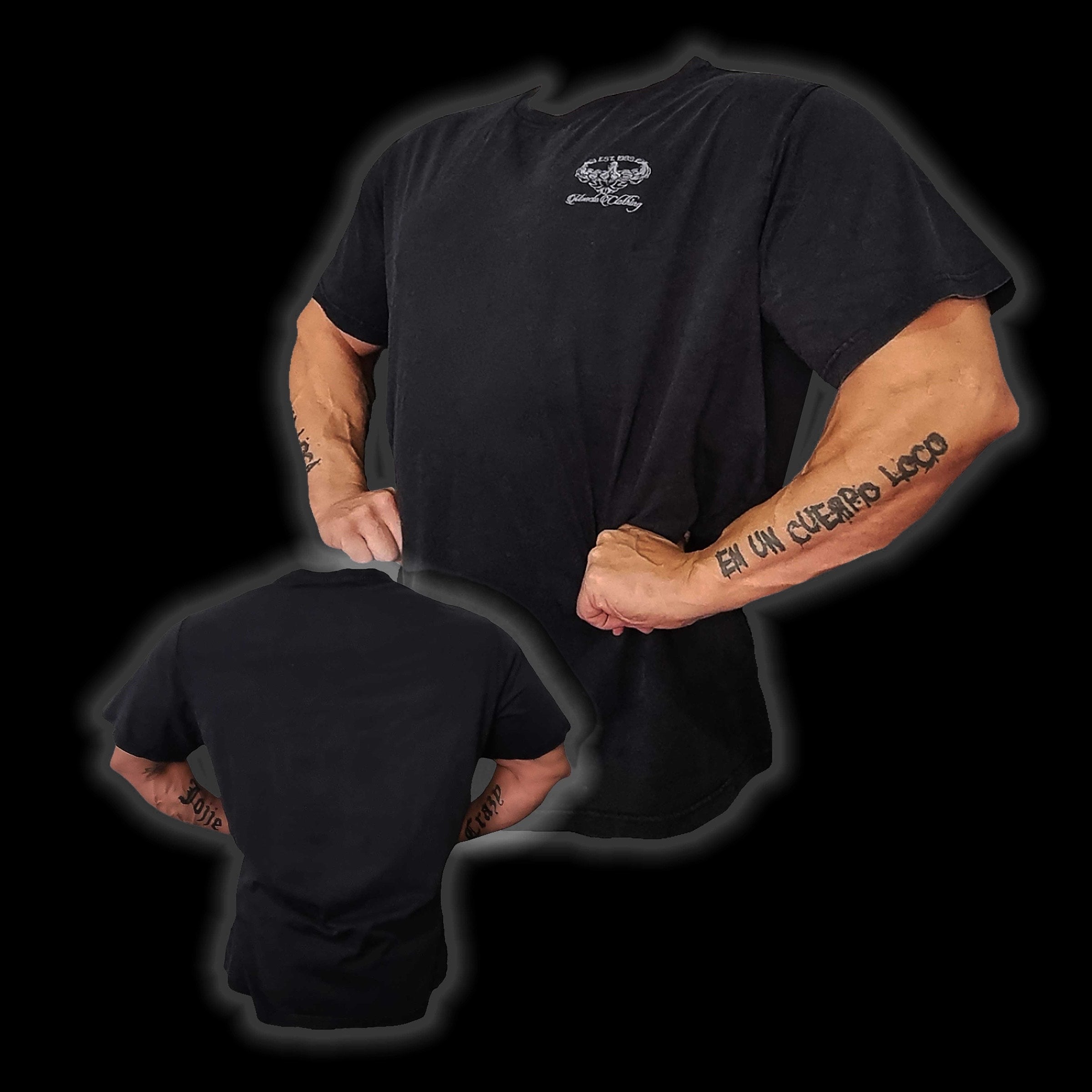 MENS - "Embroidered profile" Supersized T Shirt - Acid washed Black