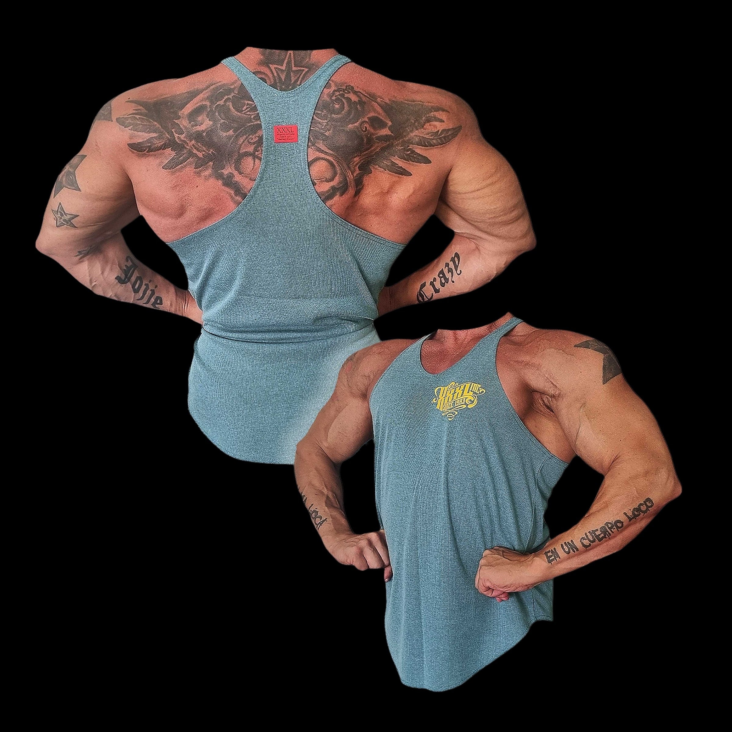 "Scrolled XXXL Inc" Vintage Wash Muscle vest- Washed Teal