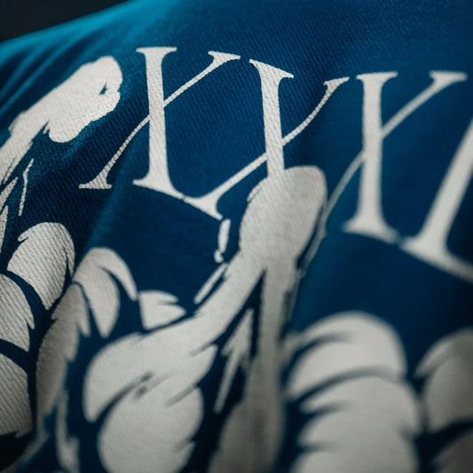 "Profile" Rough Cut Hooded Sweat - Ocean Blue