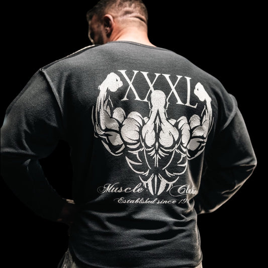 "Profile" Rough Cut, Open Neck Sweatshirt- Flint