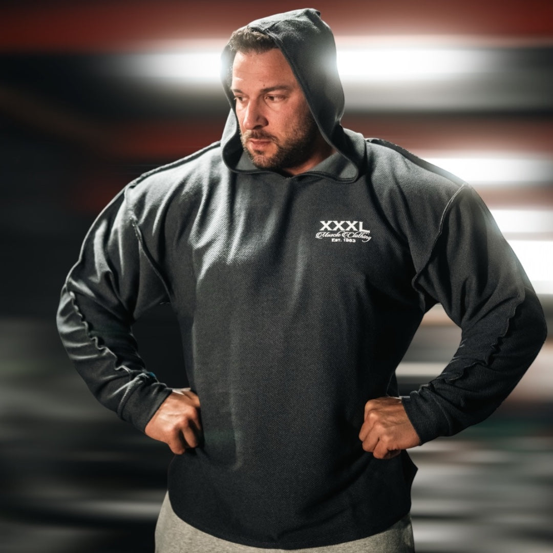 "Profile" Rough Cut, Hooded Sweatshirt- Flint