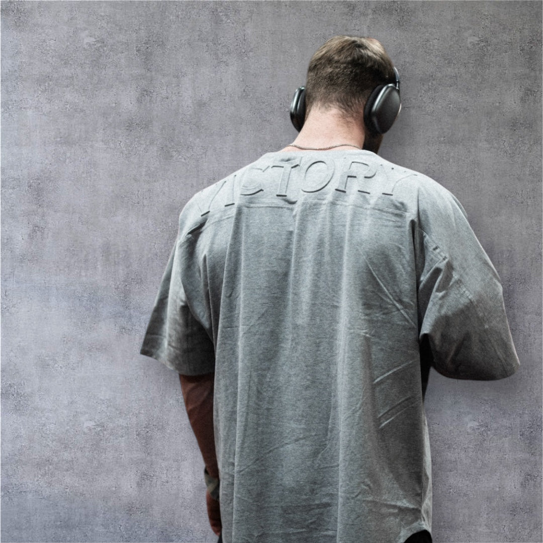 " Victory" Embossed Rag Top - Fog Grey