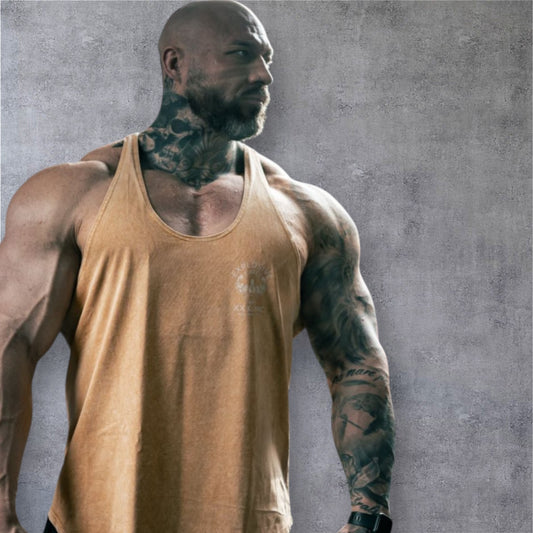 "Stone Washed" Muscle vest- Sand