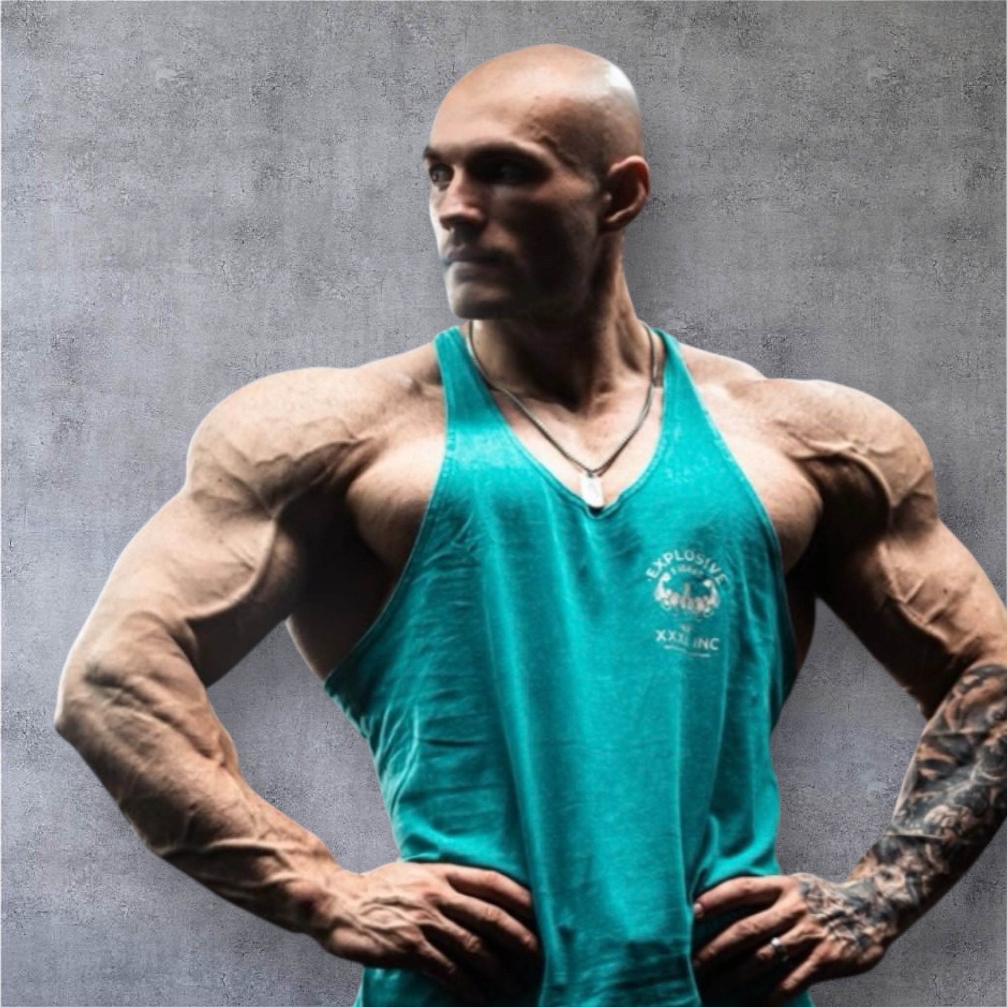 "Stone Washed" Muscle Vest - Aqua