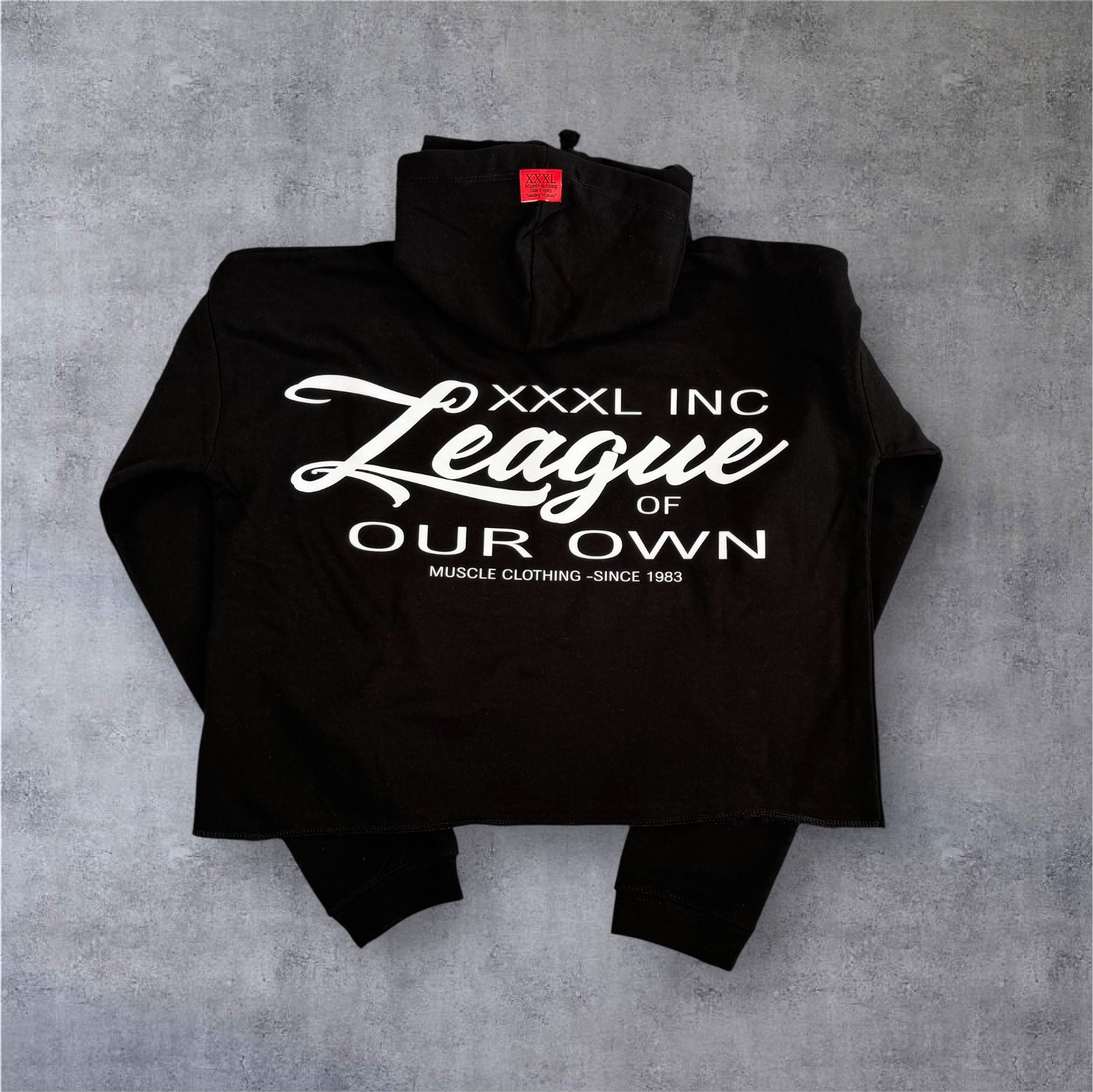 ”League Of Our Own” Ladies Hooded Crop Sweat - Black