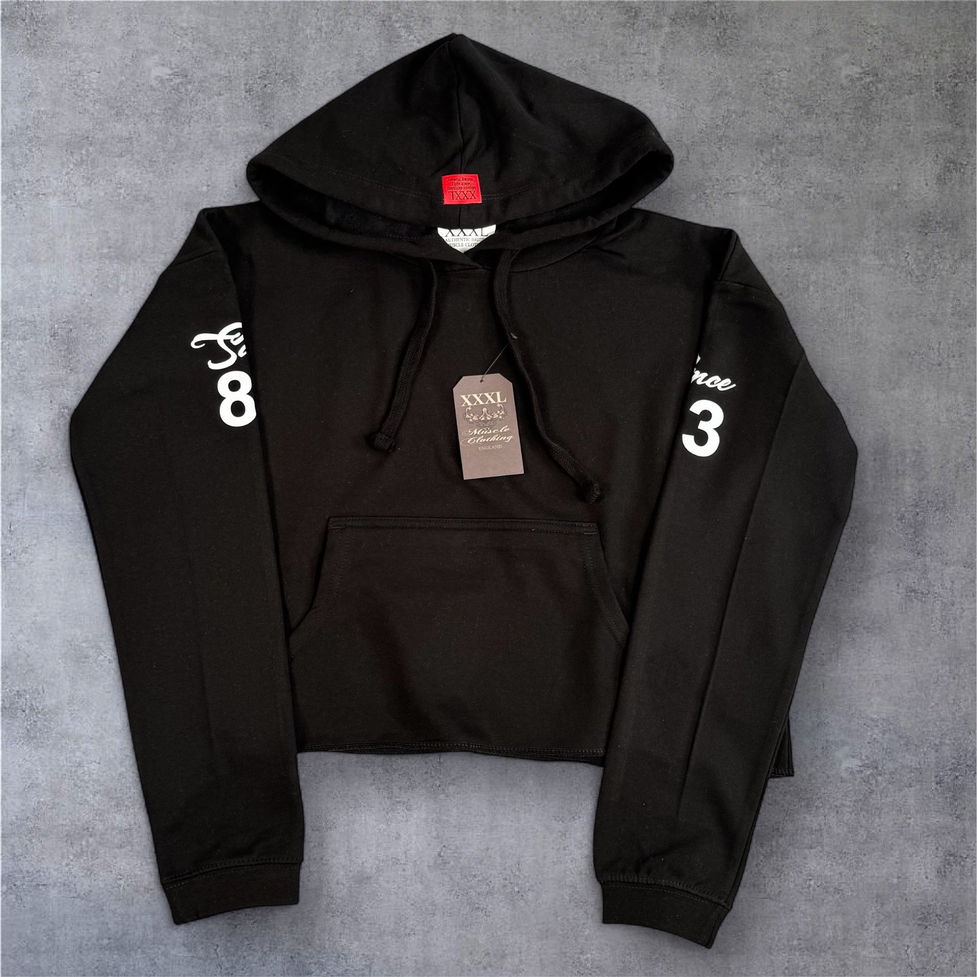 ”League Of Our Own” Ladies Hooded Crop Sweat - Black