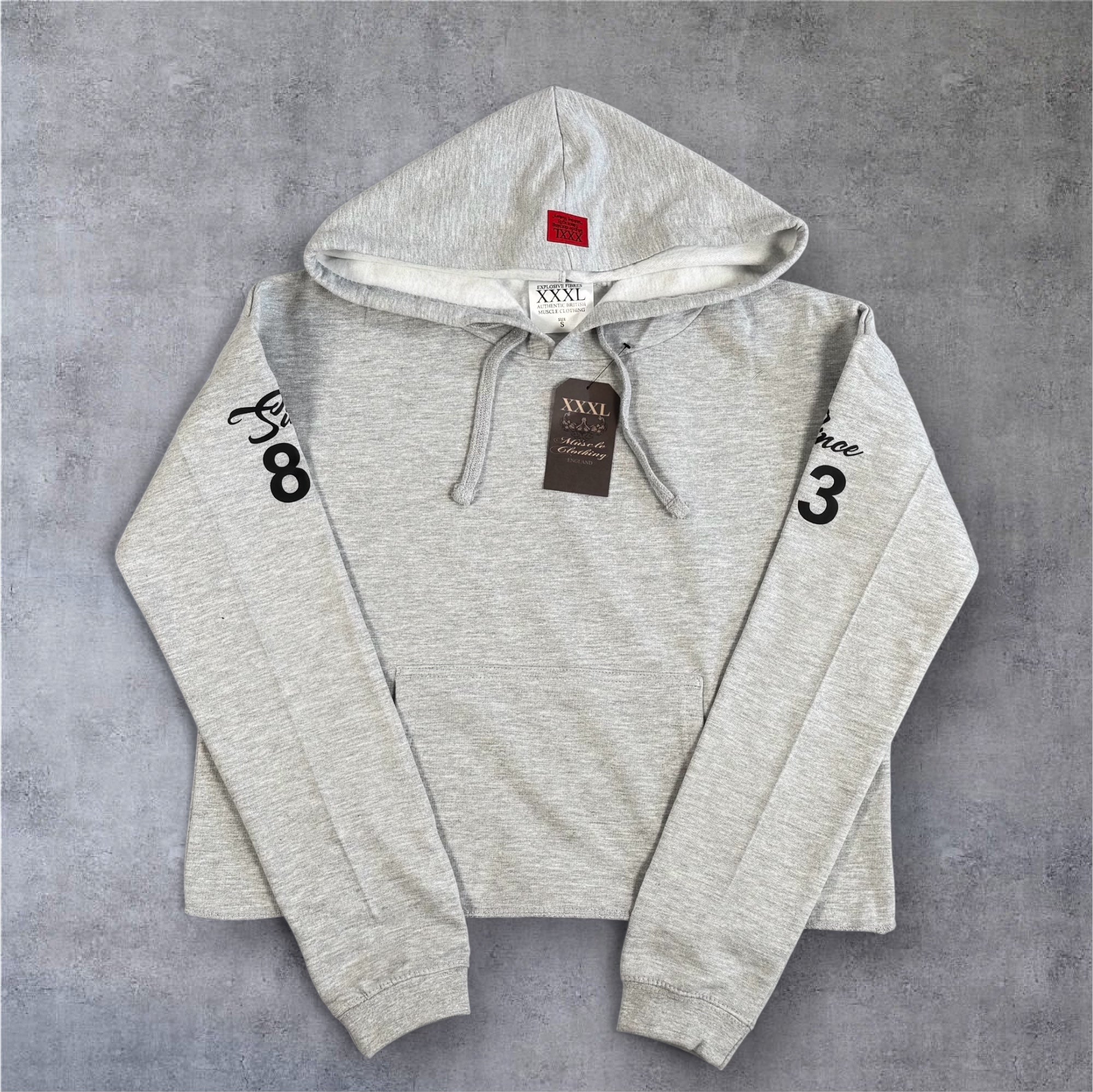 ”League Of Our Own” Ladies Hooded Crop Sweat - Ash Grey