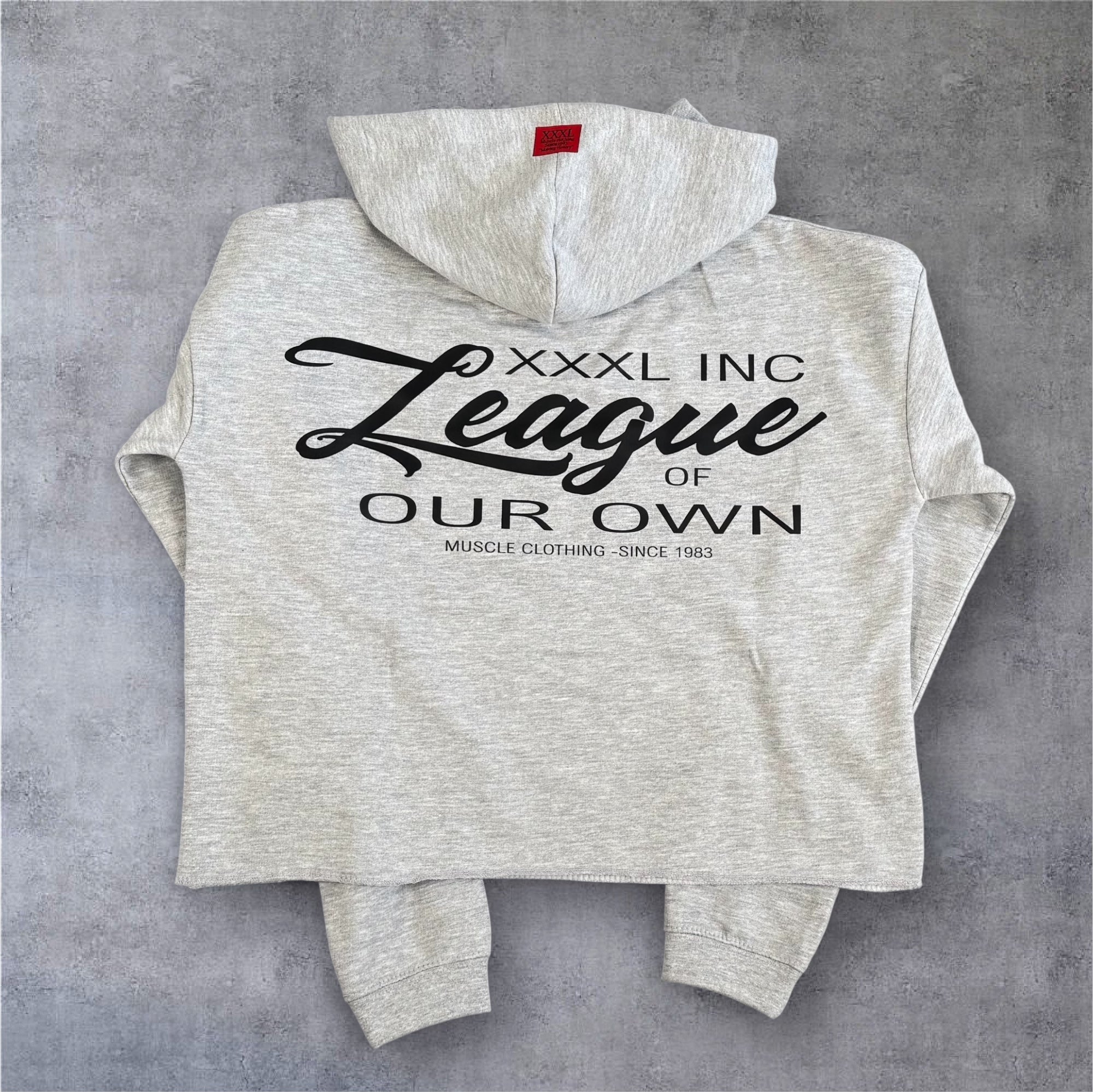”League Of Our Own” Ladies Hooded Crop Sweat - Ash Grey