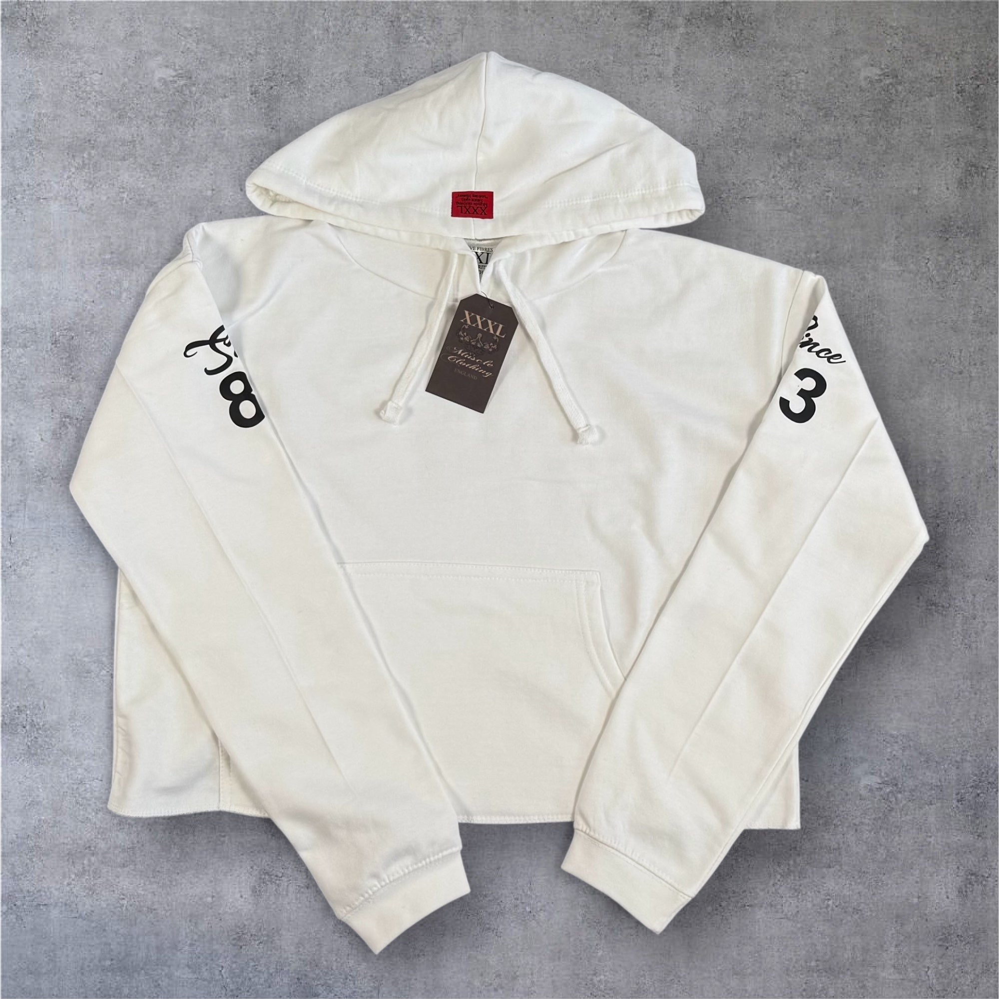 ”League Of Our Own” Ladies Hooded Crop Sweat - White