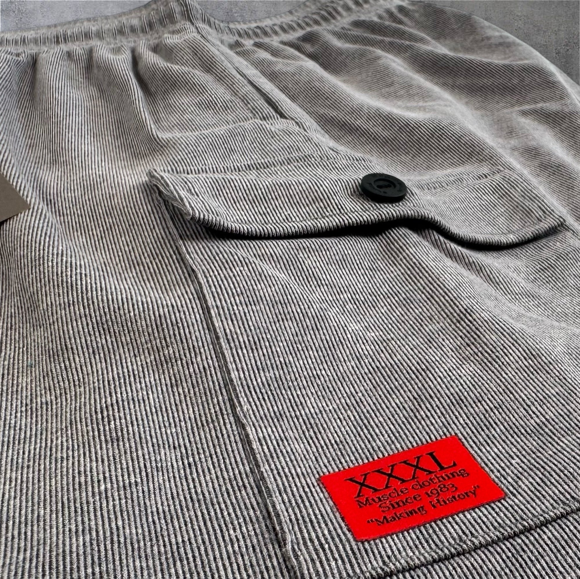 "Scrolled XXXL Inc" Vintage Wash Combat Short - Washed Charcoal