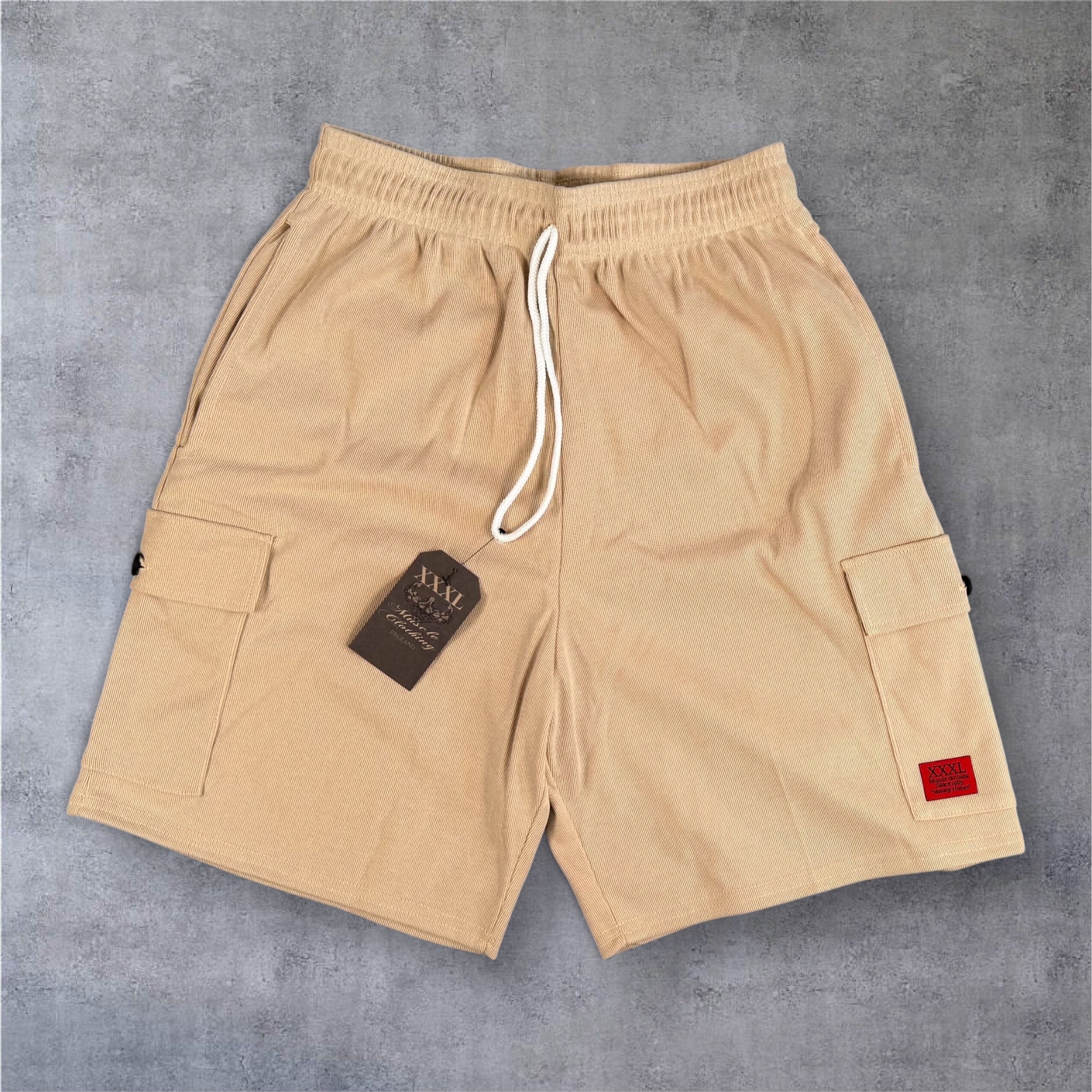 "Scrolled XXXL Inc" Vintage Wash Combat Short - Washed Latte