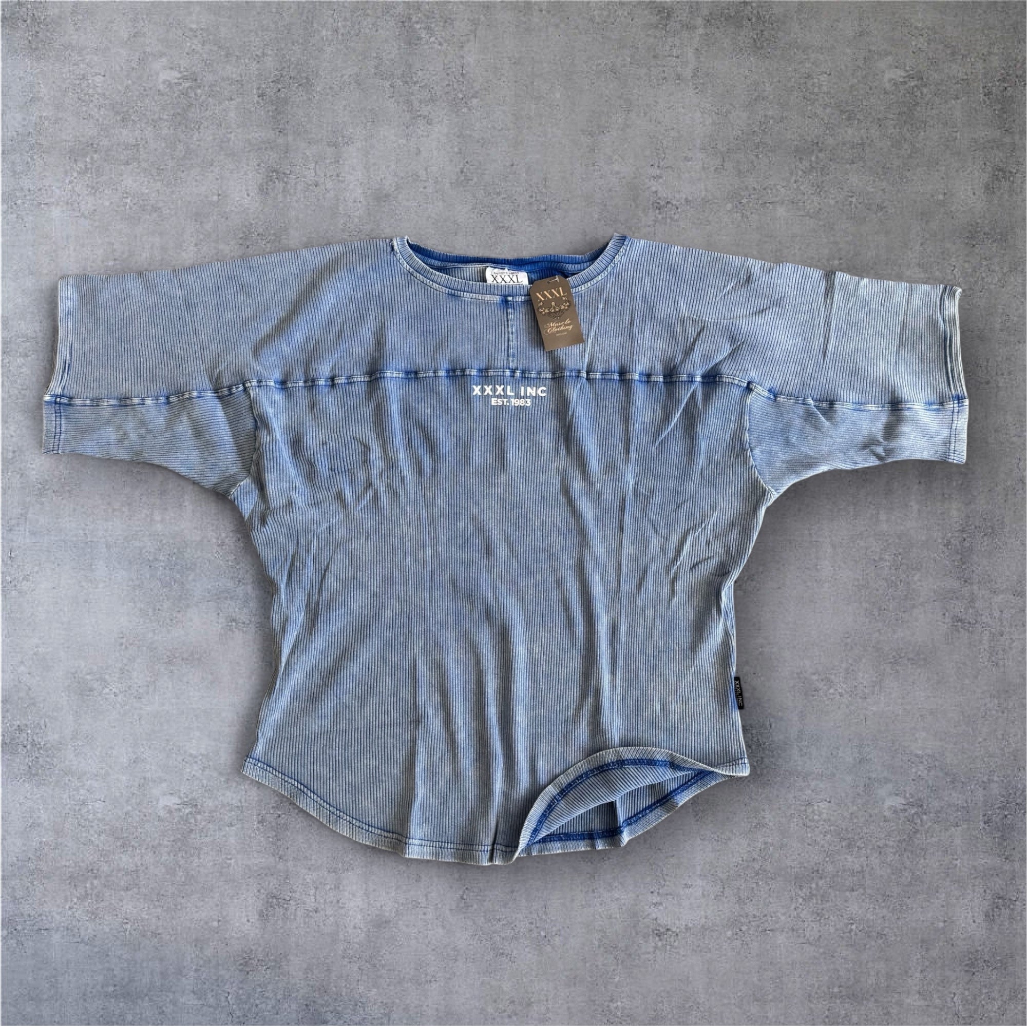 "XXXL INC" 3/4 sleeve  Rag Top - Stonewash Denim