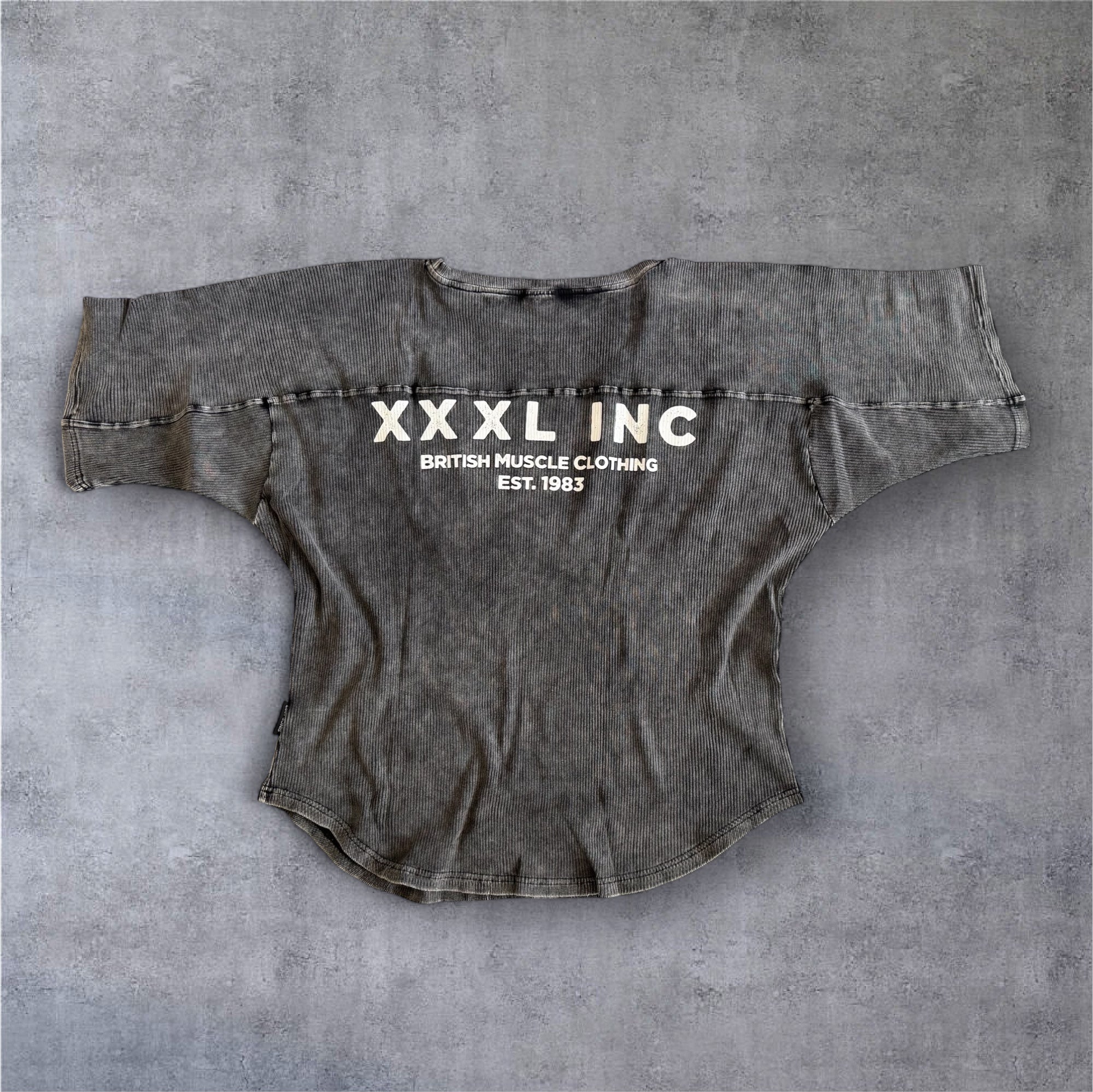 "XXXL INC" 3/4 sleeve  Rag Top - Stonewash Black