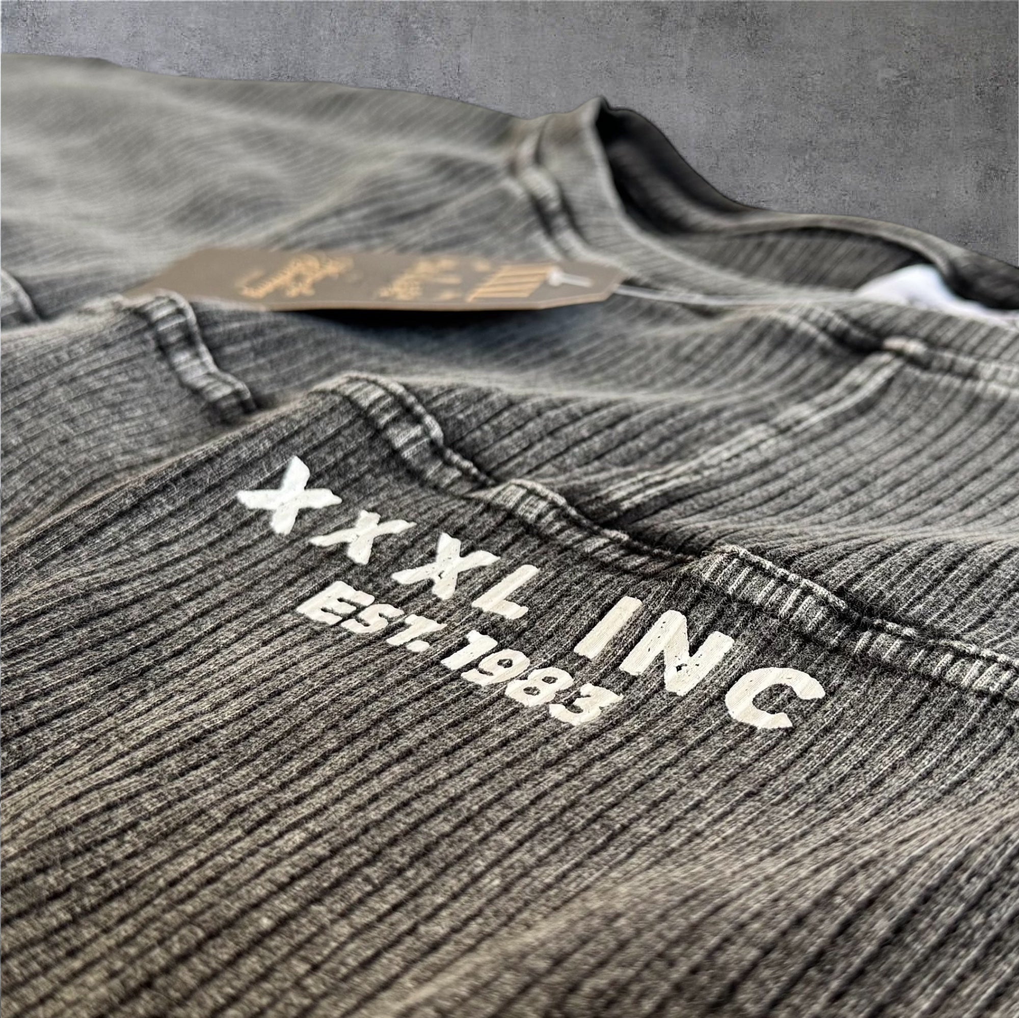 "XXXL INC" 3/4 sleeve  Rag Top - Stonewash Black