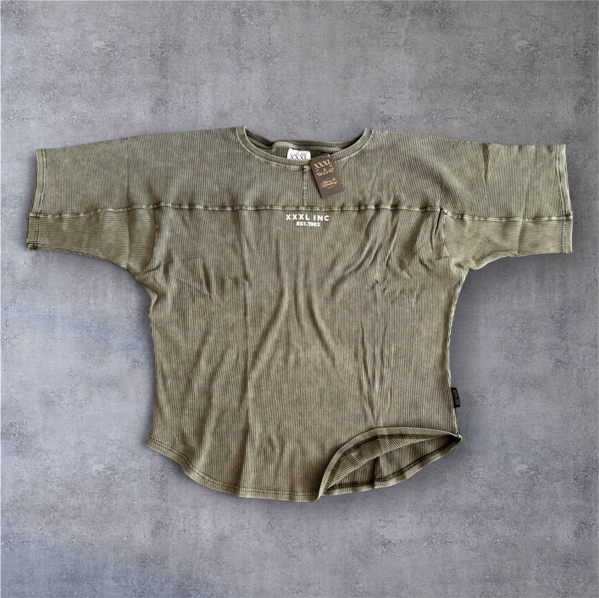 "XXXL INC" 3/4 sleeve  Rag Top - Stonewash Olive