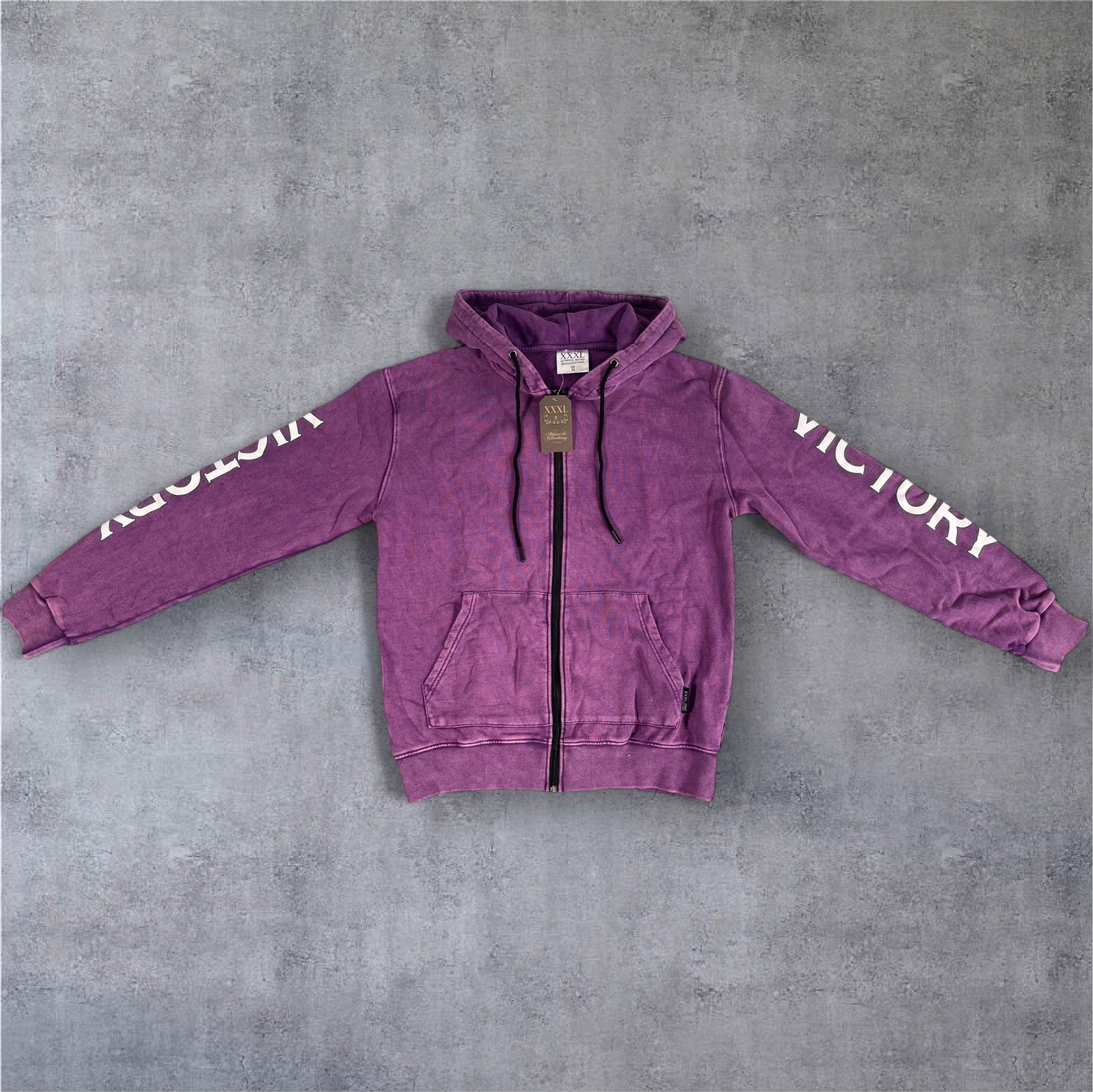 "Victory" Oversized Zip Hood  - Stonewash Berry