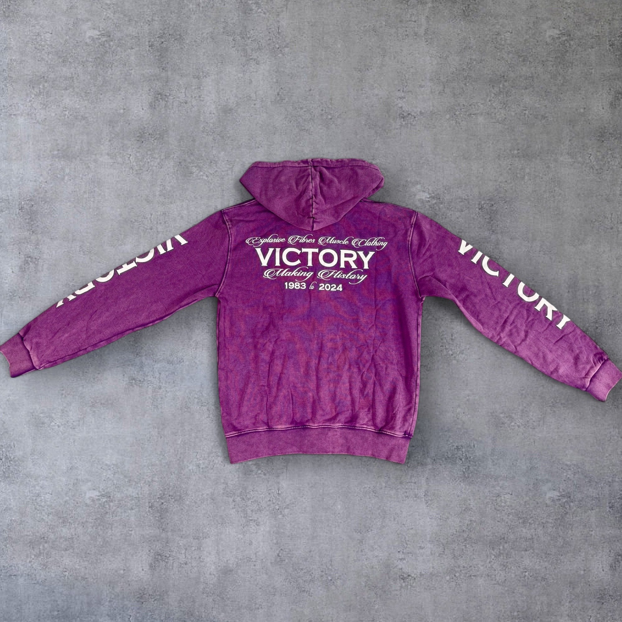 "Victory" Oversized Zip Hood  - Stonewash Berry