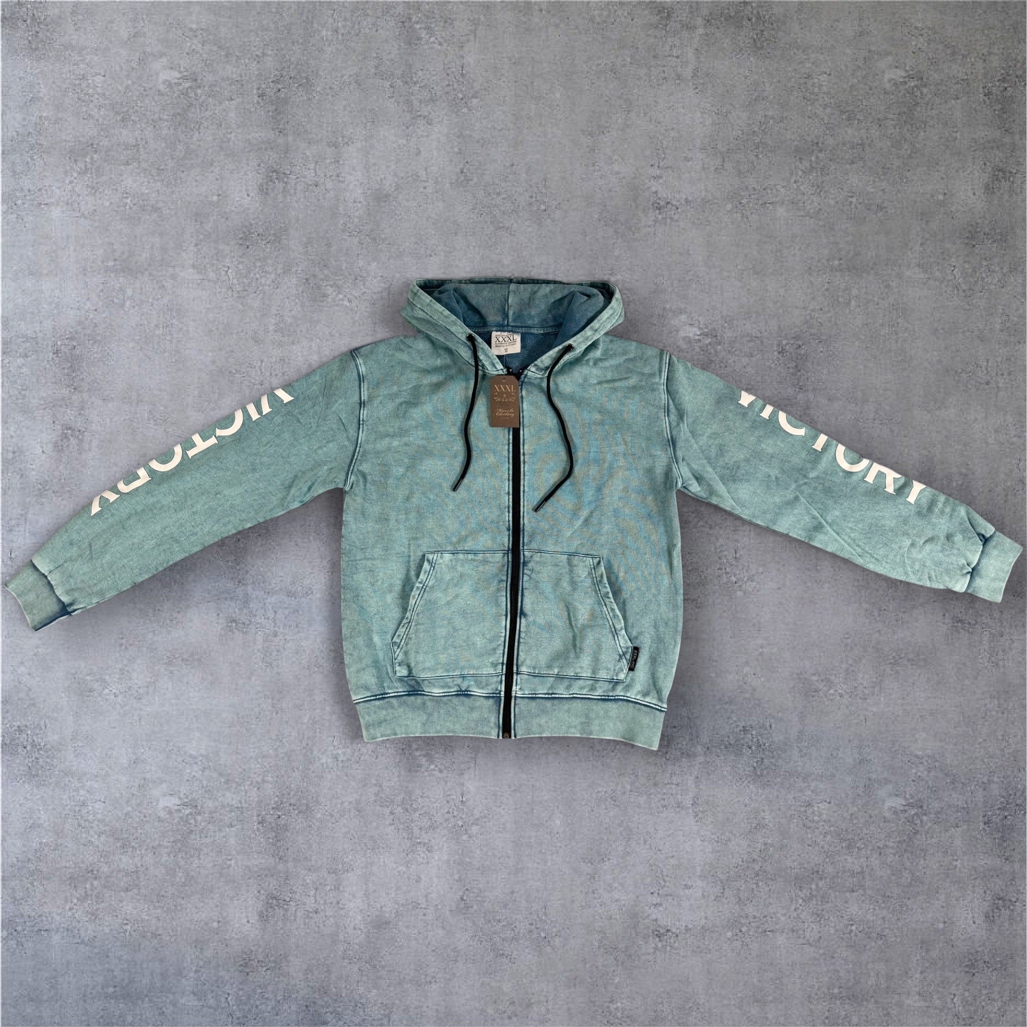 "Victory" Oversized Zip Hood  - Stonewash Blue