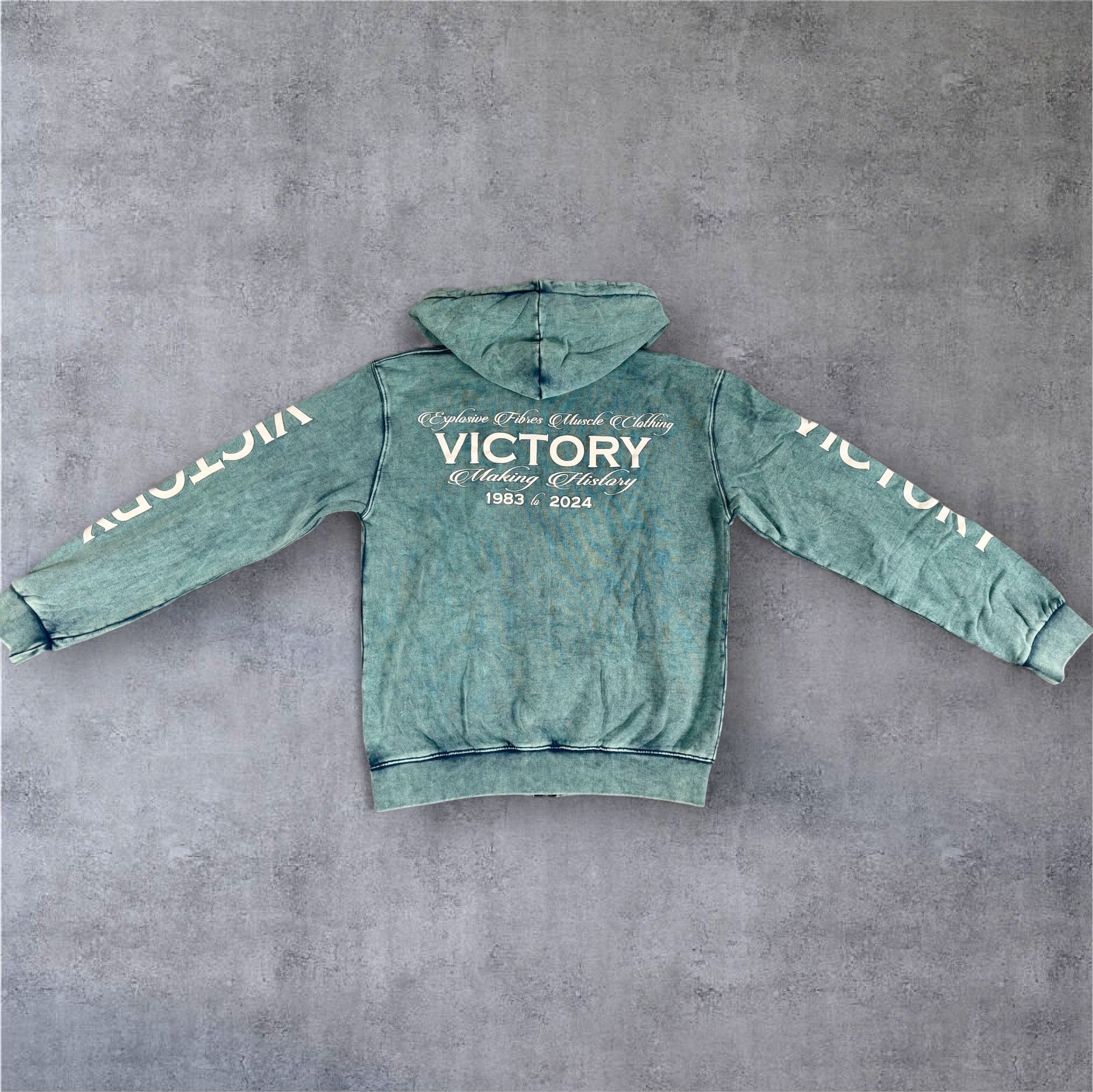 "Victory" Oversized Zip Hood  - Stonewash Blue
