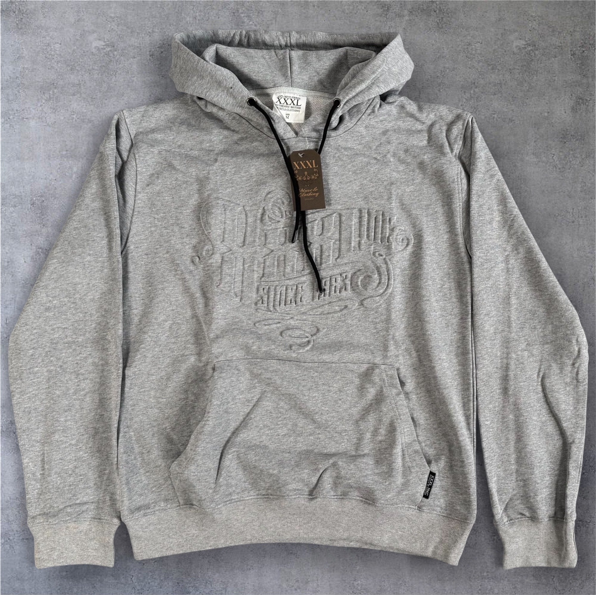 "Embossed " Pouch Hoodie - Smoke