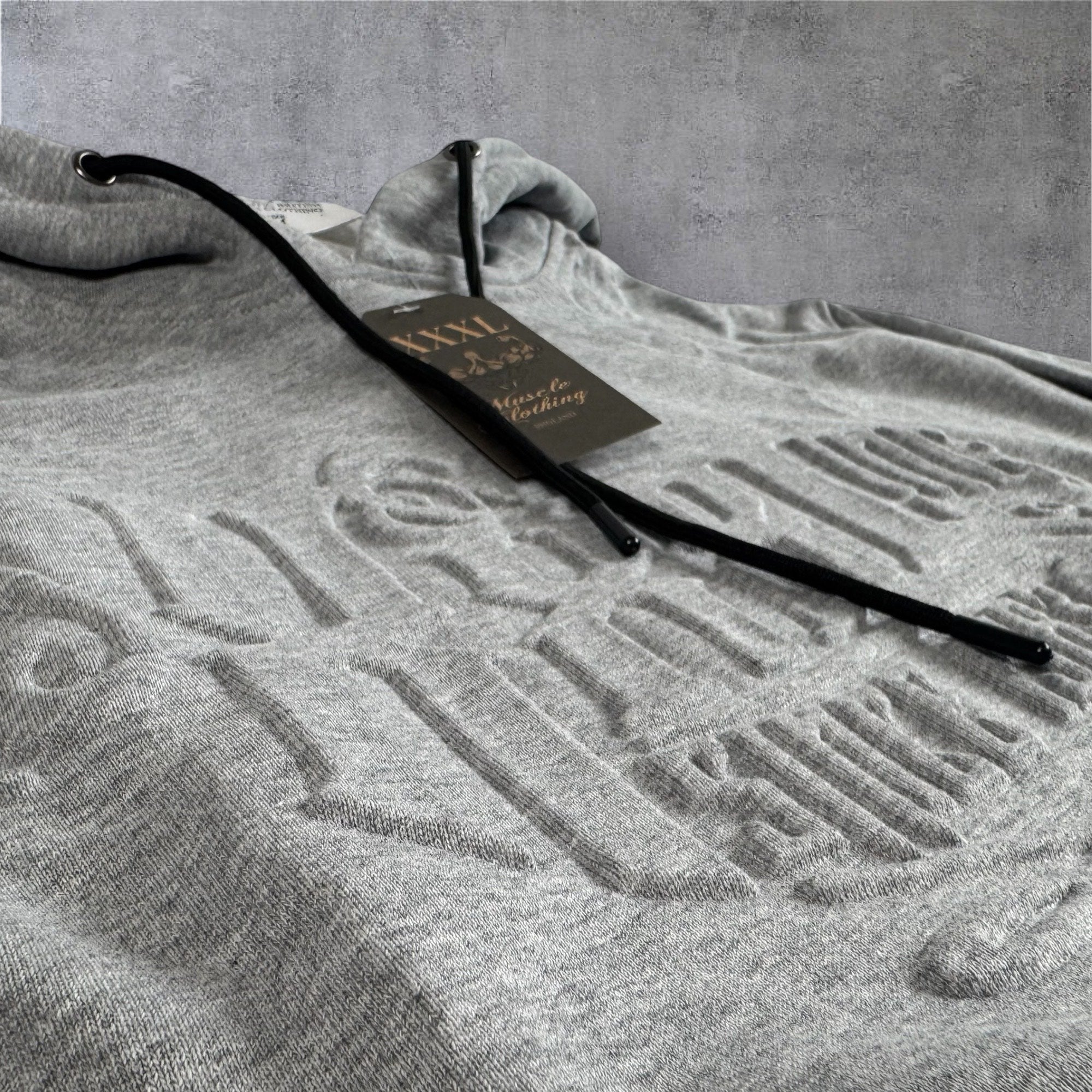 "Embossed " Pouch Hoodie - Smoke