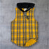 Hooded Muscle Cut T - Yellow Plaid