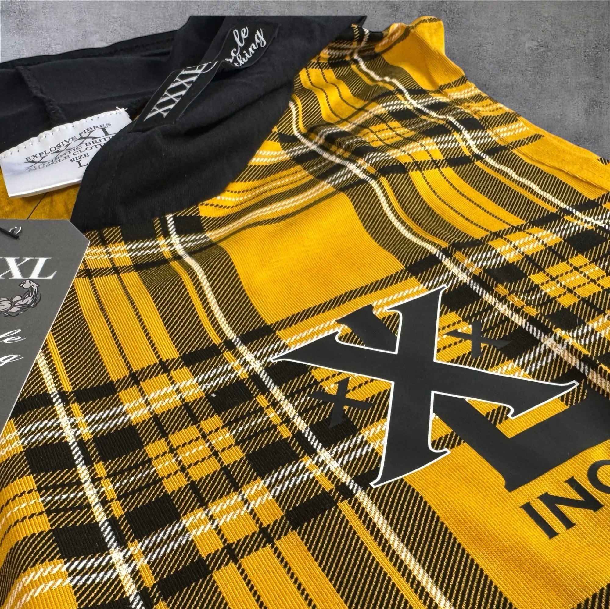 Hooded Muscle Cut T - Yellow Plaid