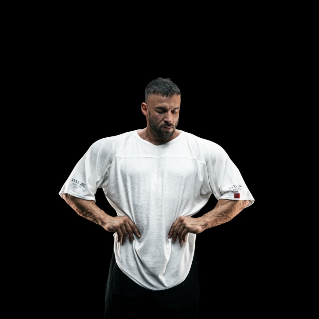 " Body Builder " Oversized Super Soft Rag Top - Snow
