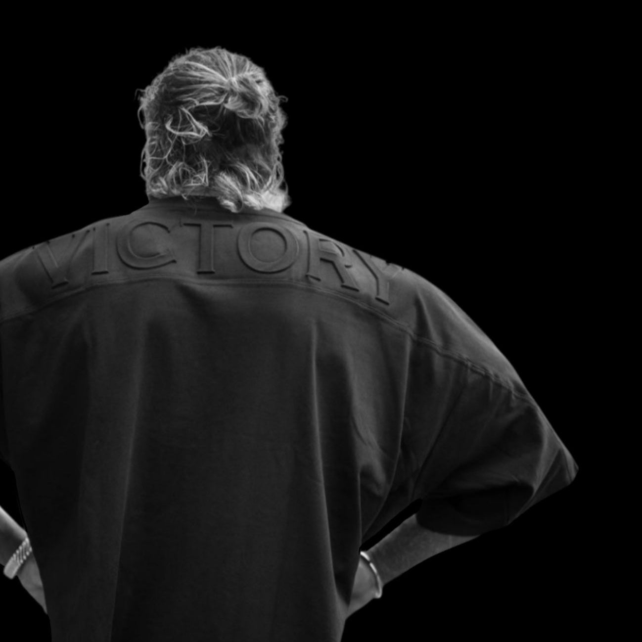 " Victory" Embossed Rag Top - Black